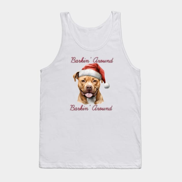 Christmas Pitbull Dog in Santa Hat Tank Top by Pawsitive Curios